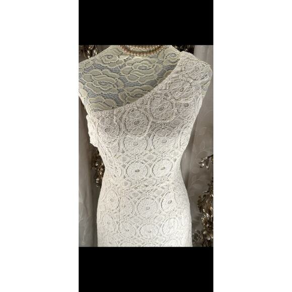 Merona Women’s 6 Off-White Lace Crochet One-Shoulder Dress Scallop‎ Hem Cocktail - Picture 13 of 13